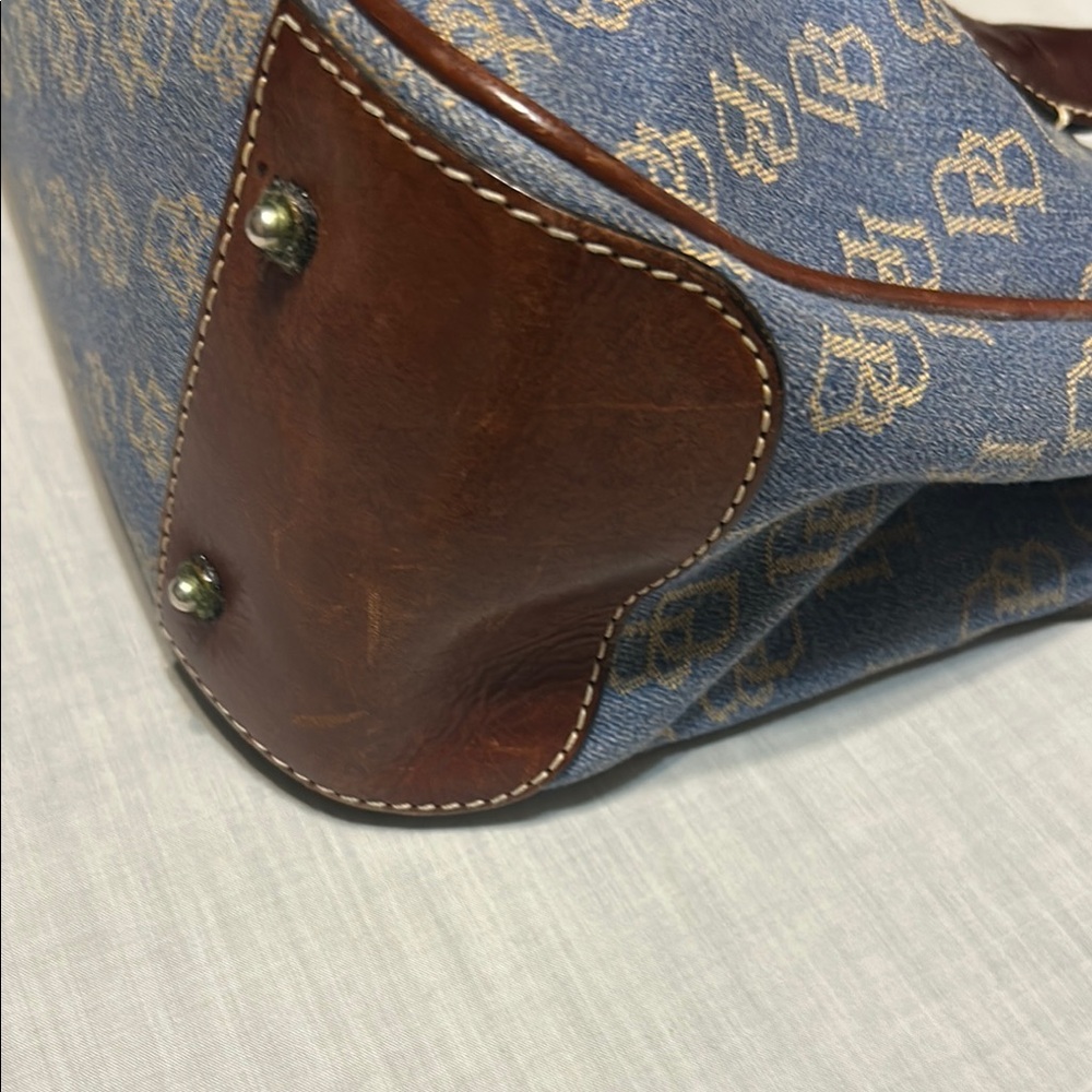 Dooney & Bourke Blue and Brown Monogram Satchel - Picture 5 of 14